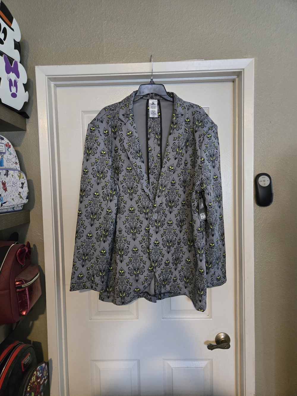 Disney's Haunted Mansion Gray Blazer with Branded Accent Pattern